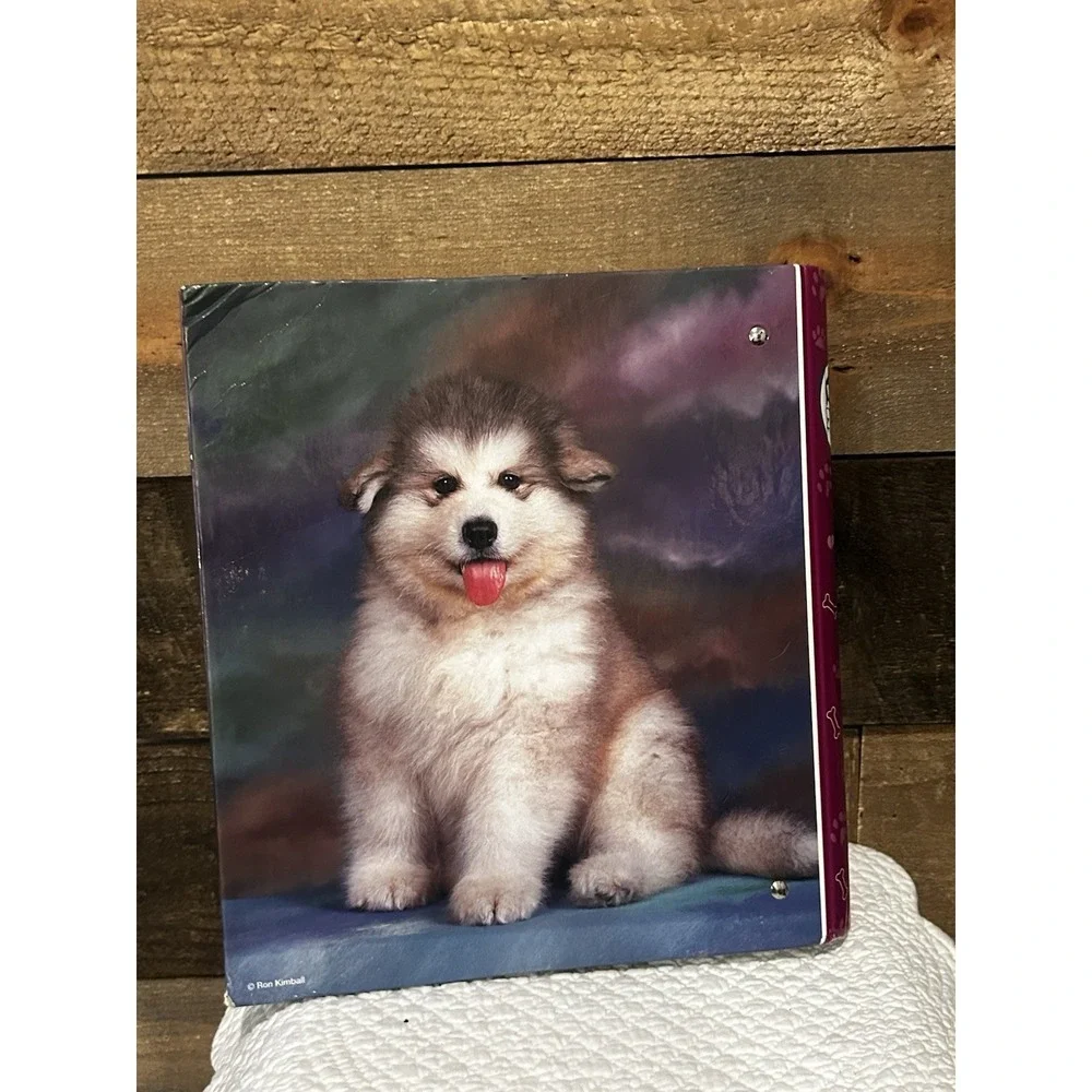 Vintage 90s Mead Purrs Grrs Binder Alaskan Malamute Y2K